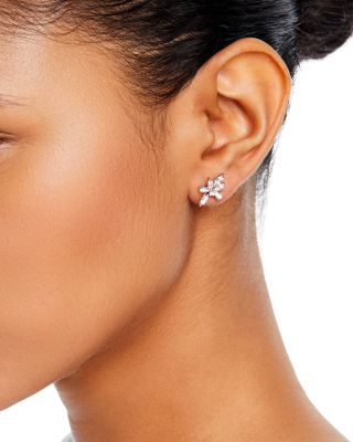 Diamond Starburst Stud Earrings  in 14K White Gold, 0.50 tcw 