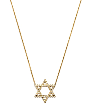Shop Zoë Chicco 14k Yellow Gold Bezel Diamonds Diamond Star Of David Pendant Necklace, 18-20