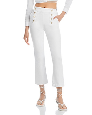 DEREK LAM 10 CROSBY ELLE SAILOR HIGH RISE CROPPED FLARE JEANS IN WHITE