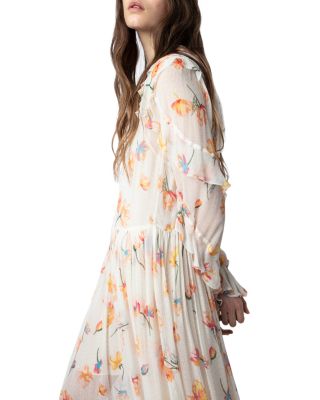 Riciny Mousseline Ruffled Floral Maxi Dress