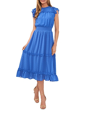 cece clip dot flutter sleeve midi dress Clip Dot Flutter Sleeve Midi Dress (Women)