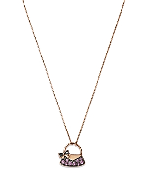 Bloomingdale's Pink Sapphire & Black Diamond Purse Pendant Necklace In 14k Rose Gold, 17 - 100% Exclusive