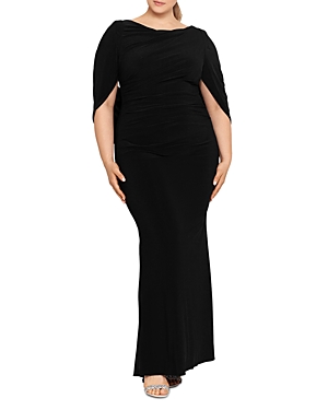 BETSY & ADAM DRAPE BACK GOWN