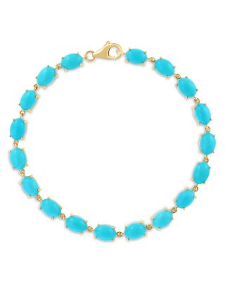 Turquoise Station Link Bracelet in 14K Yellow Gold  