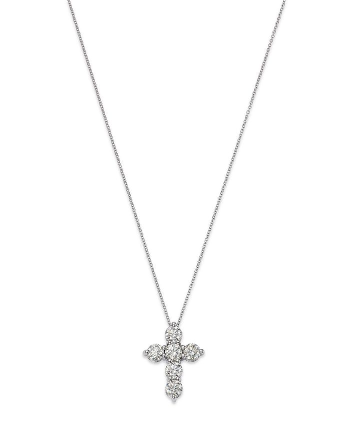 Bloomingdale's - Diamond Cross Pendant Necklace in 14K White Gold, 3.0 ct. t.w.