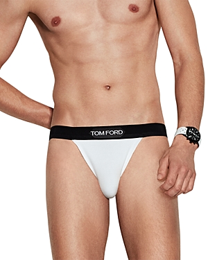 Shop Tom Ford Cotton Blend Regular Fit Jock Strap In White