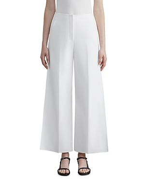 Lafayette 148 Finesse Crepe Franklin Wide Leg Cropped Pant In Cloud