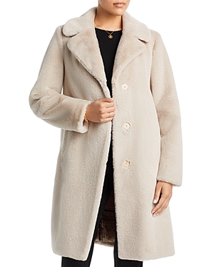Herno Faux Fur Single Breasted Coat In Champagne