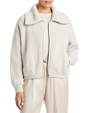 Shop Herno Cashmere Zip Front Cardigan In Ice