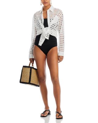 Pearl Shirred Bandeau One Piece Swimsuit