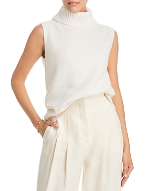 C By Bloomingdale's Cashmere Turtleneck Sleeveless Cashmere Jumper - 100% Exclusive In Ivory