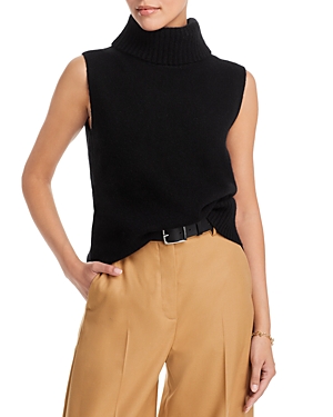 C By Bloomingdale's Cashmere Turtleneck Sleeveless Cashmere Jumper - 100% Exclusive In Black
