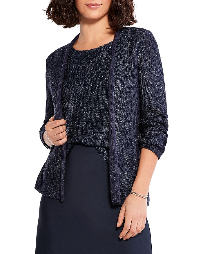 NIC+ZOE Womens Stretch Fringed Long Sleeve Open Cardigan Sweater main image 0