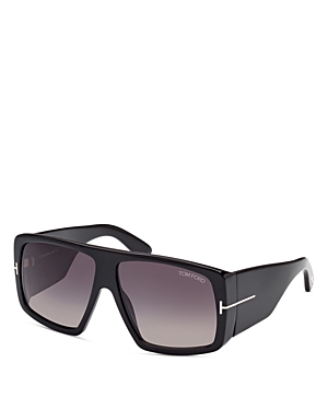 Shop Tom Ford Raven Square Sunglasses, 60mm In Black/gray Gradient
