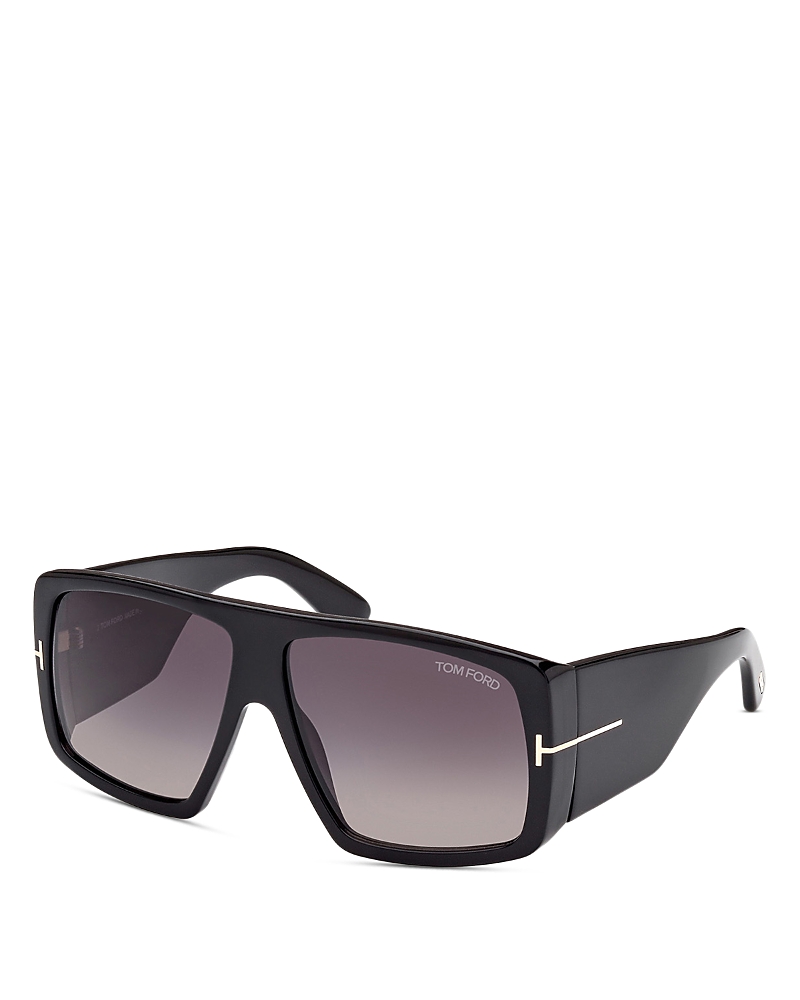 Tom Ford Gradient Logo Square Acetate Sunglasses In Black/gray Gradient