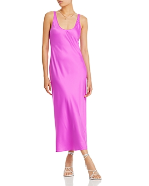 L'agence Akiya Satin Midi Dress In Bright Violet