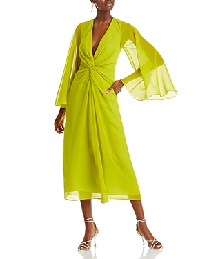 Shop Yaura Hauwa Twist Front Midi Dress In Green