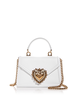 Dolce & Gabbana Medium Devotion Bag In Smooth Calfskin In Optical White