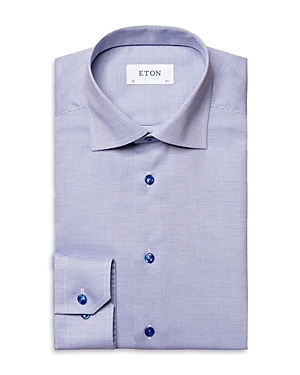 Eton Contemporary Fit Textured Solid Dress Shirt In Mid Blue