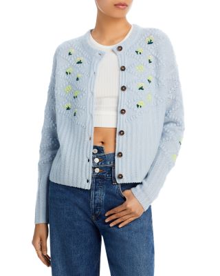 AQUA - Embroidered Floral Cashmere Cardigan - 100% Exclusive