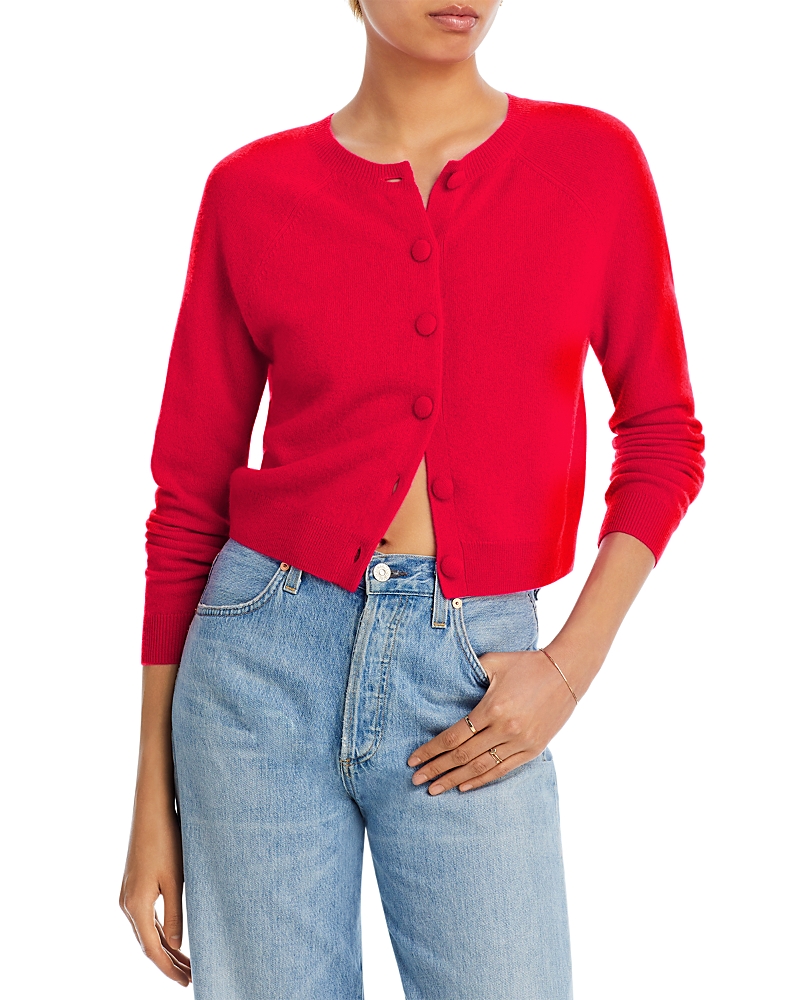 AQUA CASHMERE CREWNECK CARDIGAN - EXCLUSIVE