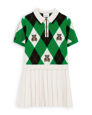 Burberry Girls' Thomas Bear Argyle Pleated Dress - Little Kid, Big Kid |  Bloomingdale's Kids