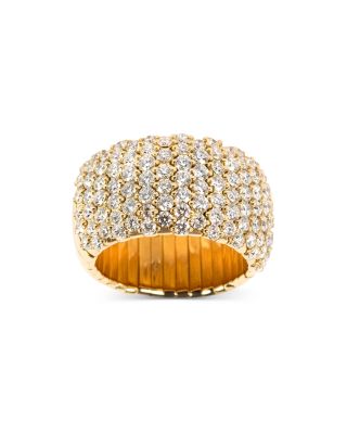 ZYDO - 18K Yellow Gold Diamond Half Eternity Stretch Ring