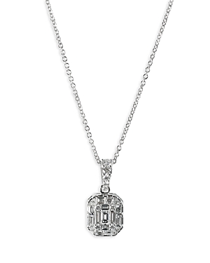 18K White Gold Mosaic Diamond Octagon Pendant Necklace, 16