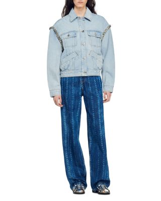 【SANDRO】 Paloma Embellished Denim Jacket Sandro Paloma Embellished Faded Denim Jacket | Neiman Marcus
