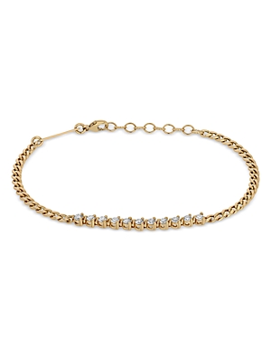 Zoe Chicco 14K Yellow Gold Tennis Diamond Curb Link Bracelet