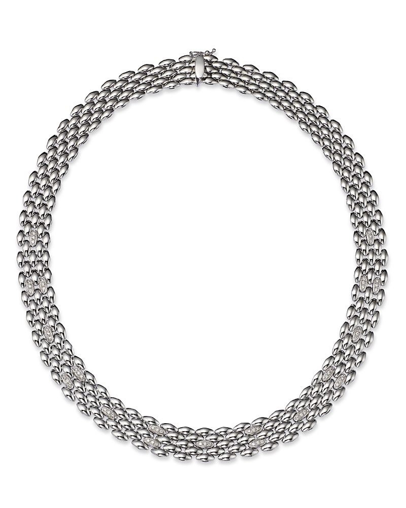 Alberto Amati 14k Yellow Gold & 14k White Gold Diamond Panther Collar Necklace, 18 In White