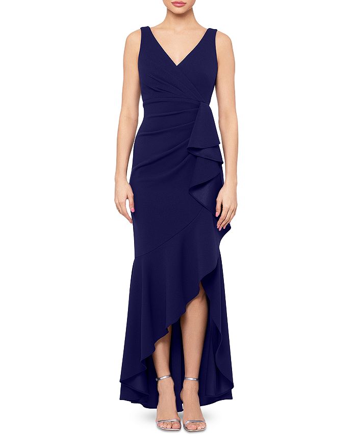 AQUA Cascade Ruffle Gown 100 Exclusive Bloomingdale s