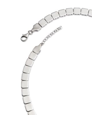 14K White Gold Cube Link Collar Necklace, 15.75-18"