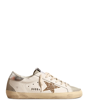 Shop Golden Goose Women's Super-star Low Top Sneakers In White/ice/gold