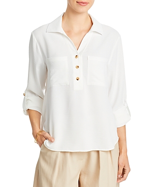 Status By Chenault Airflow Roll Sleeve Top In White
