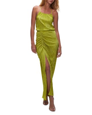 green emerald velvet dress Good American Women's Always Fits Plisse Maxi Dress, Black001, 00-0 at  Amazon Women's Clothing store main image 1