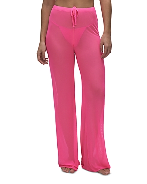 Good American Mesh Wide Leg Swim Cover-up Pants In Knockout Pink
