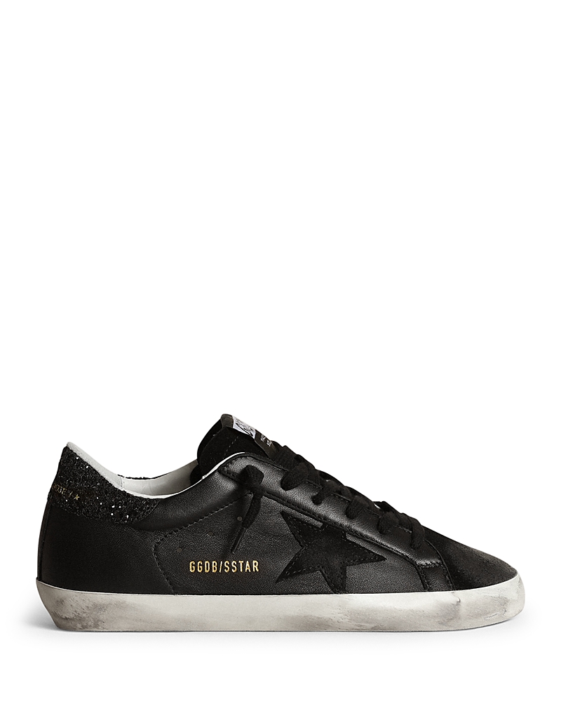 Golden Goose Super Star Leather Sneakers In Black