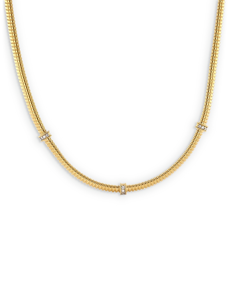 Alberto Milani 18k Yellow Gold Via Mercanti Diamond Three Station Tubogas Collar Necklace, 17 In Gold