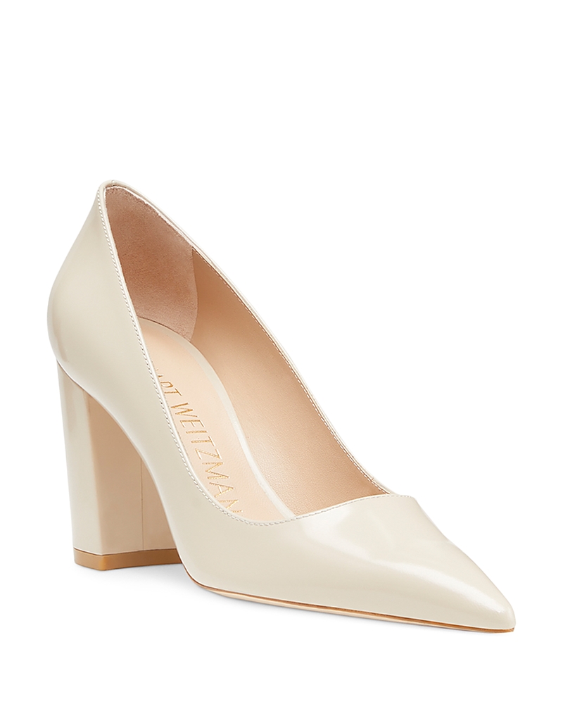 Stuart Weitzman Women's Stuart 85 Pointed Toe Block Heel Pumps In Dune