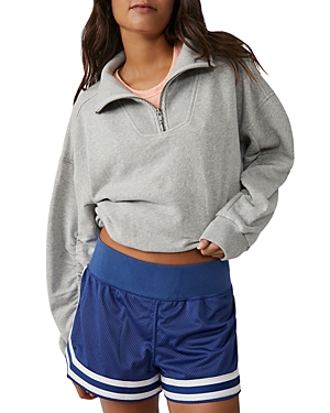 Shop Free People Valley Girl Quarter Zip Sweatshirt In Heather Grey
