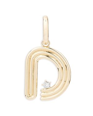 ADINA REYTER 14K YELLOW GOLD DIAMOND ACCENT GROOVY INITIAL D HINGED PENDANT