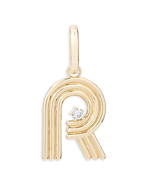 ADINA REYTER 14K YELLOW GOLD DIAMOND ACCENT GROOVY INITIAL R HINGED PENDANT