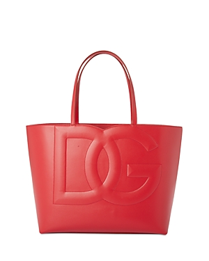 Dolce & Gabbana Logo Large Leather Tote In Rosso