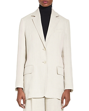 Shop Max Mara Adelchi Linen Blazer In Sand