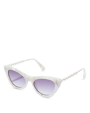 Shop Lele Sadoughi Downtown Cat Eye Faux Pearl Sunglasses, 50mm In White/purple Gradient
