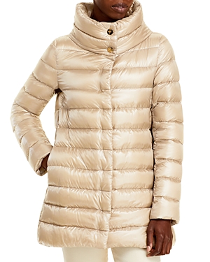 Shop Herno Amelia Stand Collar Down Coat In Champagne