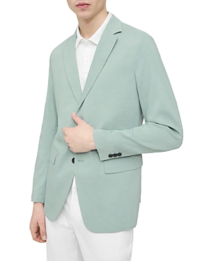 Theory Clinton Linen Blend Blazer In Blue Surf