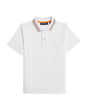 Psycho Bunny Unisex Kids Athens Pique Polo - Big Kid In White