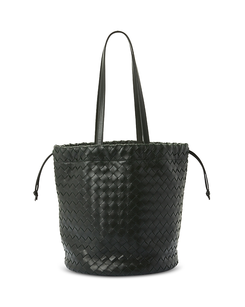 Bottega Veneta Large Castello Intrecciato Leather Tote In Dark Green